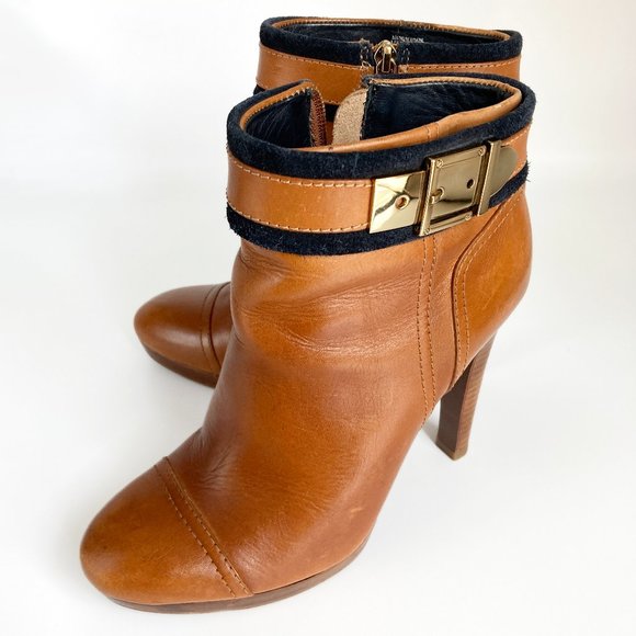 Tory Burch Tan Ankle Boots with Gold Buckle - Picture 8 of 16